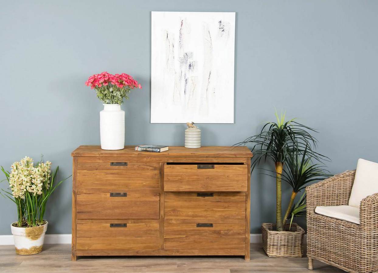 Reclaimed teak hotsell 6 drawer dresser