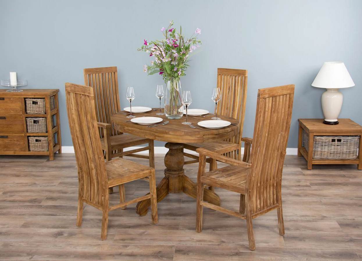 Teak wood dining table with 4 chairs best sale
