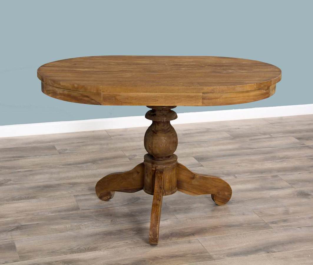 Solid wood pedestal dining best sale table
