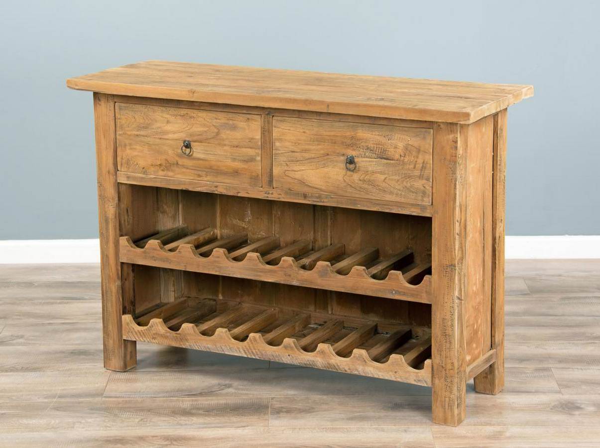 Reclaimed Teak Rustic Wine Rack Cabinet Sustainable Furniture
