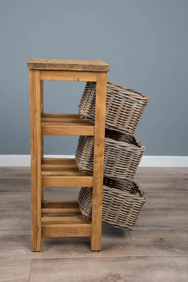 Dark wood storage hotsell unit with baskets