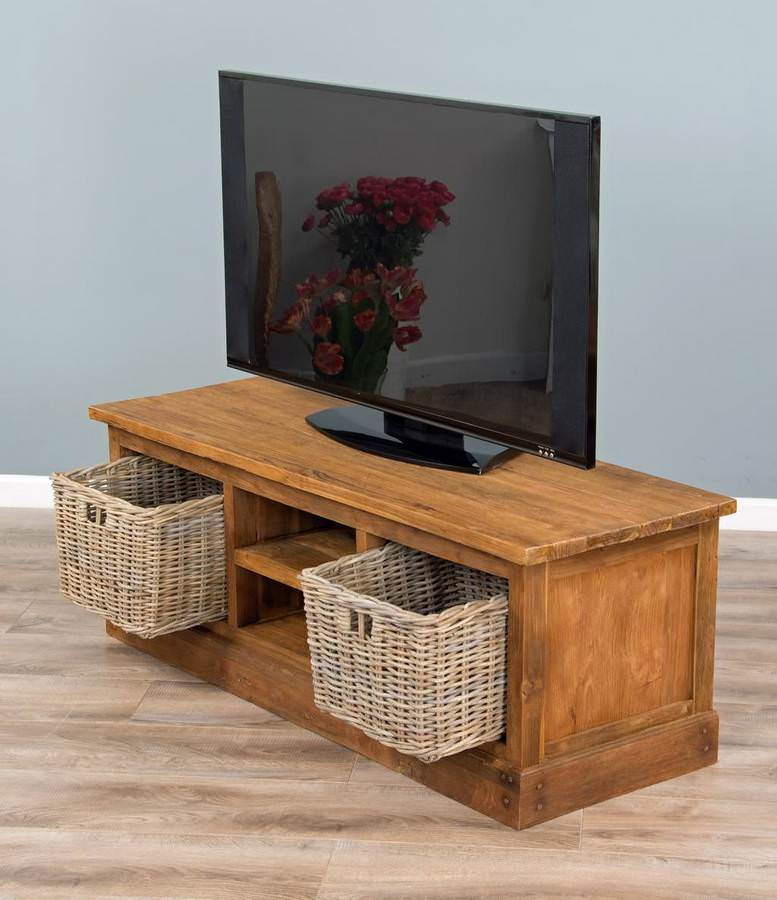 Tv cabinet with wicker clearance baskets