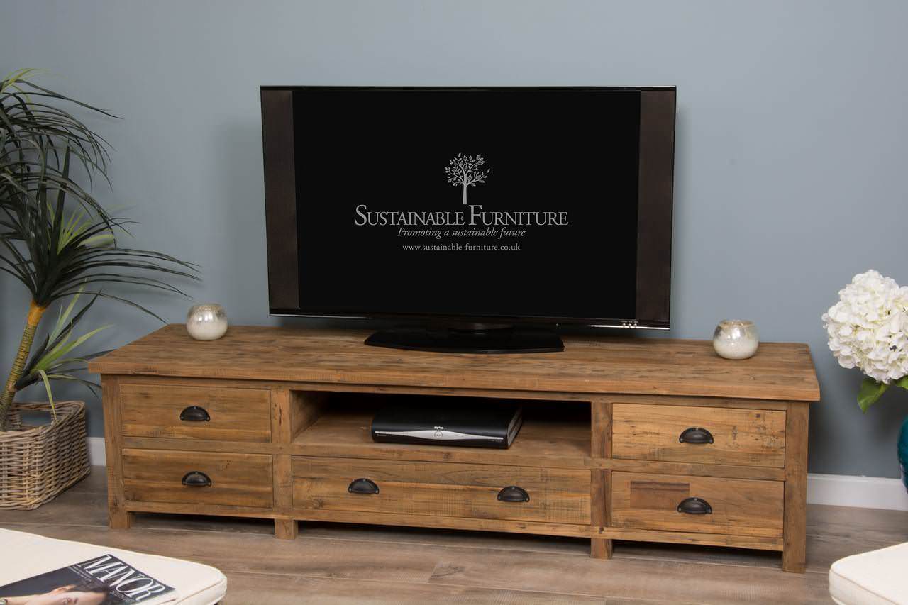Long TV Stand Cabinet. Solid Wood. UK Handmade to Order. 180cm 