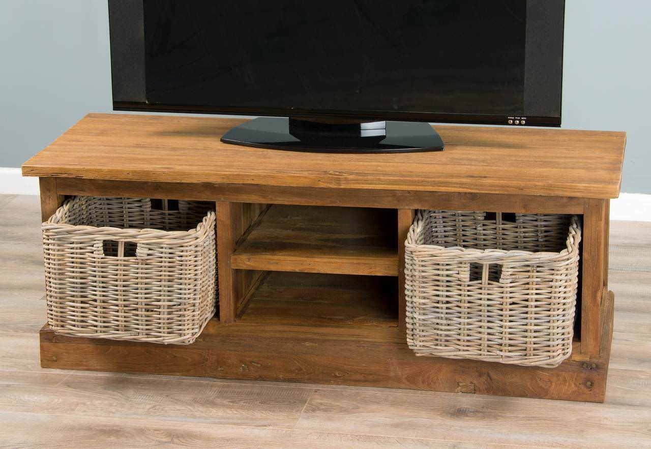 Wicker basket tv unit deals
