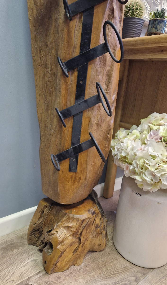 Reclaimed Teak Root Wine Rack Sustainable Furniture