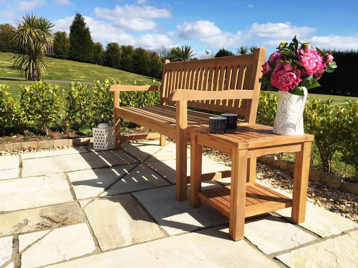 Garden bench and coffee table set discount