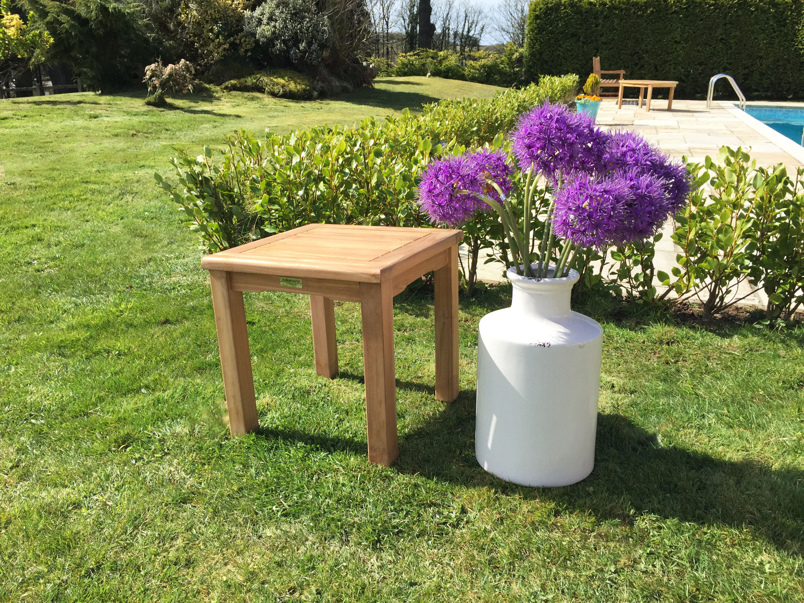 Teak Traditional Garden Armchair and Coffee Table Set Sustainable