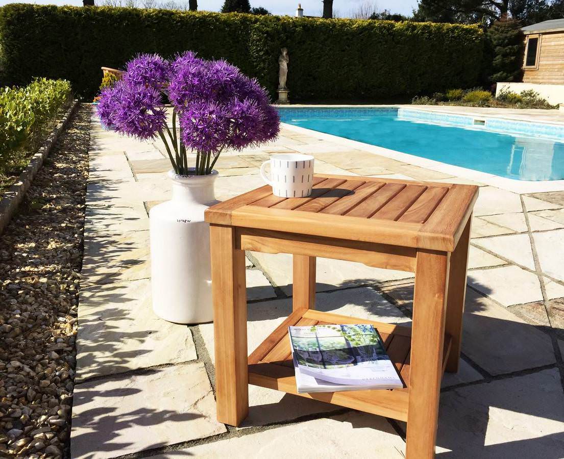 Small teak deals garden side table