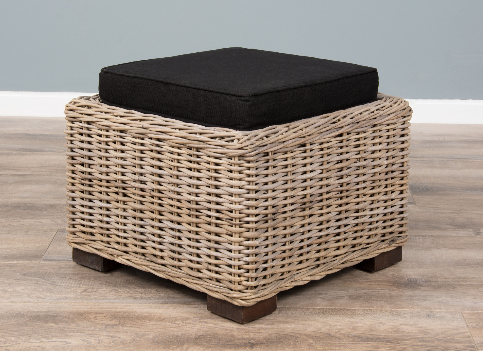 Donna Natural Wicker Armchair with Inset Cushion Footstool