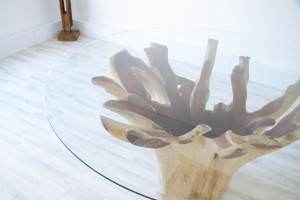 NSA-T-FL 150CM circular driftwood style flute dining table (2 of 14)