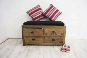 SJI-HS-SU - Reclaimed Teak Hall Seat - 2 Drawers - Storage Unit (2 of 5)