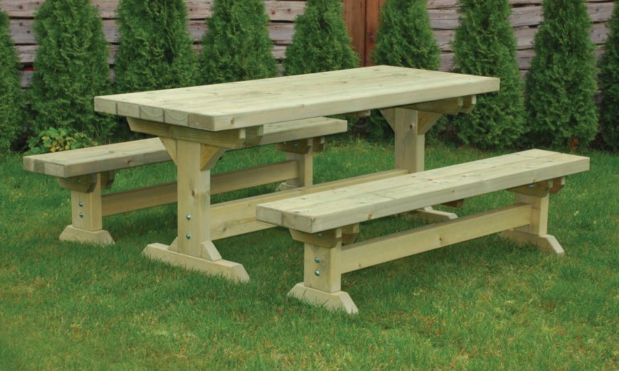 Farmhouse Garden Dining Table And Bench Set Sustainable Furniture